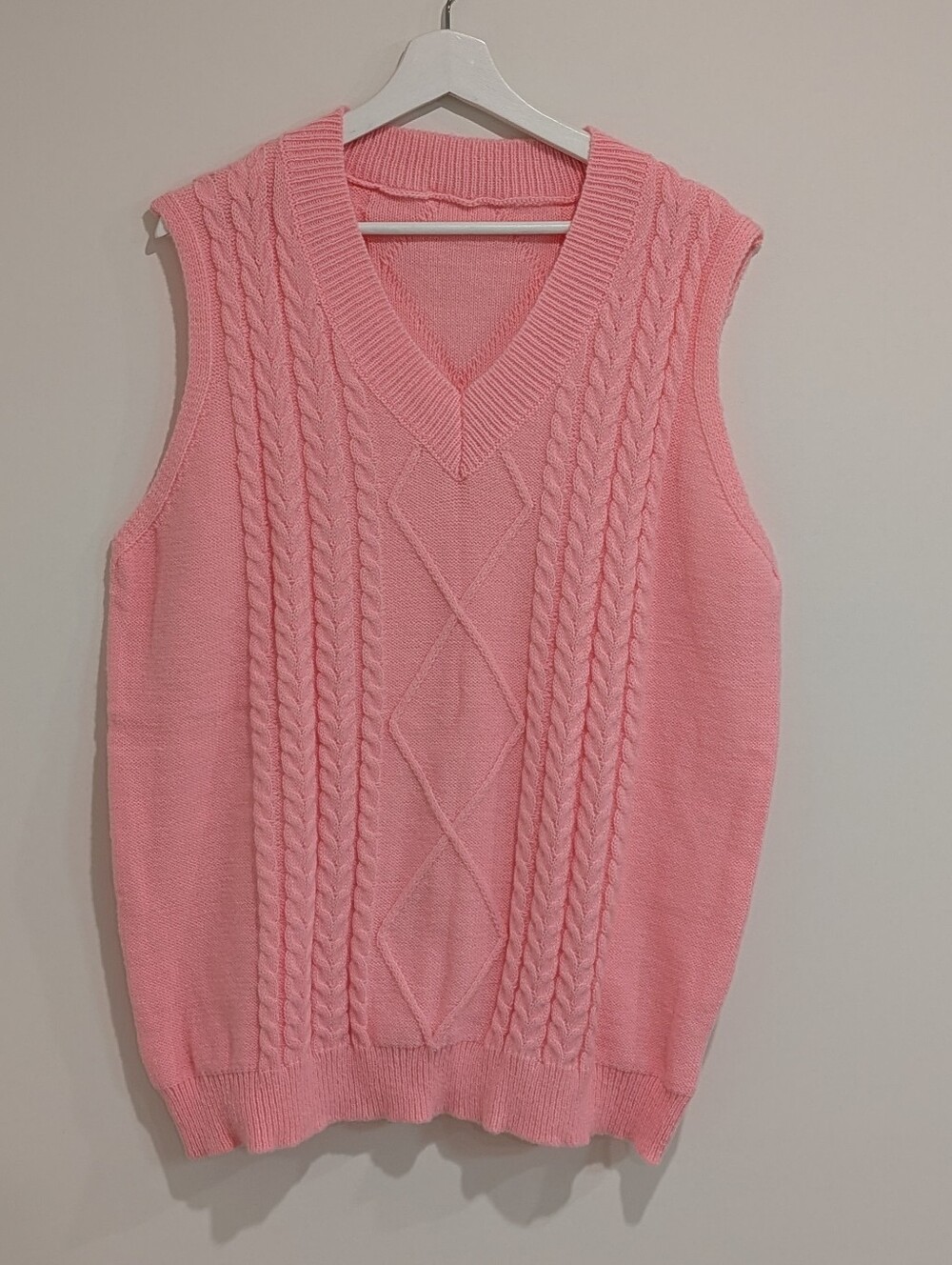 Light Pink Women's Cable Knit Chunky Sweater Vest 2x Preppy Coquette Cottage